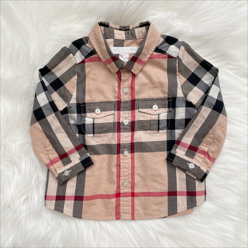 Burberry Infant Nova Check Plaid Button Down Shirt 9M